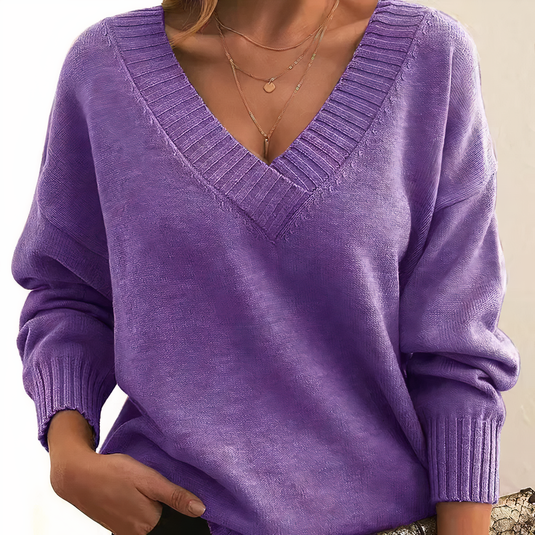 Stylowy sweter damski z kaszmiru - Isabella-Fioletowy-S-Trend Polska