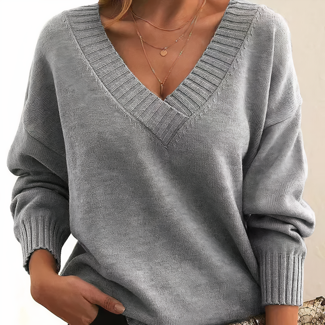 Stylowy sweter damski z kaszmiru - Isabella-Szary-S-Trend Polska