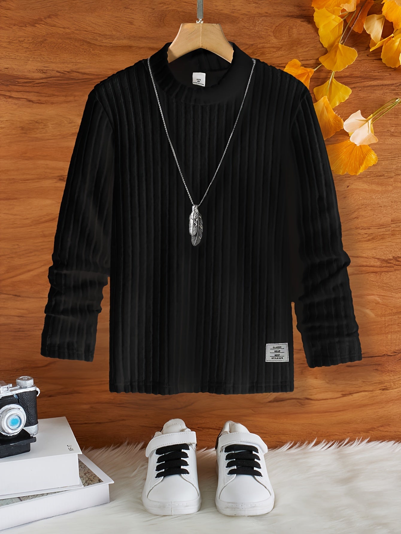 Stylowy sweter dla chłopców Tony – Ciepły i miękki materiał-Czarny-8 lata-Trend Polska