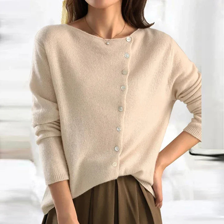 Stylowy Sweter Dziergany dla Kobiet - Leona-Beżowy-S-Trend Polska