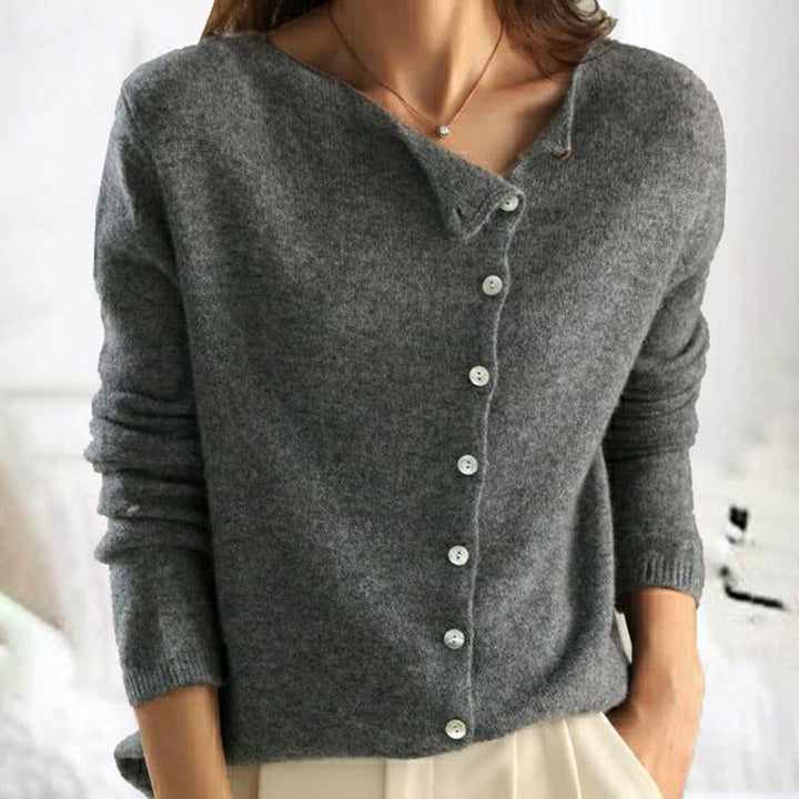 Stylowy Sweter Dziergany dla Kobiet - Leona-Szary-S-Trend Polska
