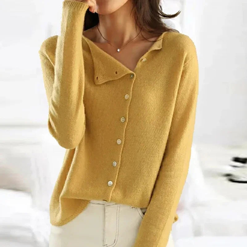 Stylowy Sweter Dziergany dla Kobiet - Leona-Żółty-S-Trend Polska