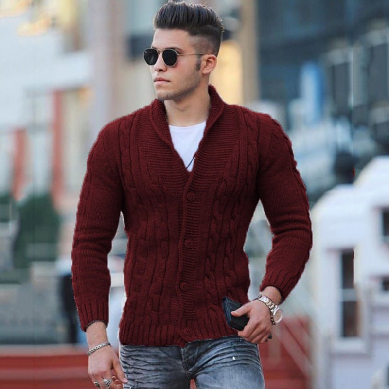 Stylowy sweter męski - Luca-Bordeaux czerwony-2XS-Trend Polska