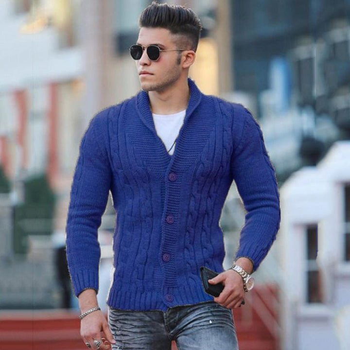 Stylowy sweter męski - Luca-Niebieski-2XS-Trend Polska