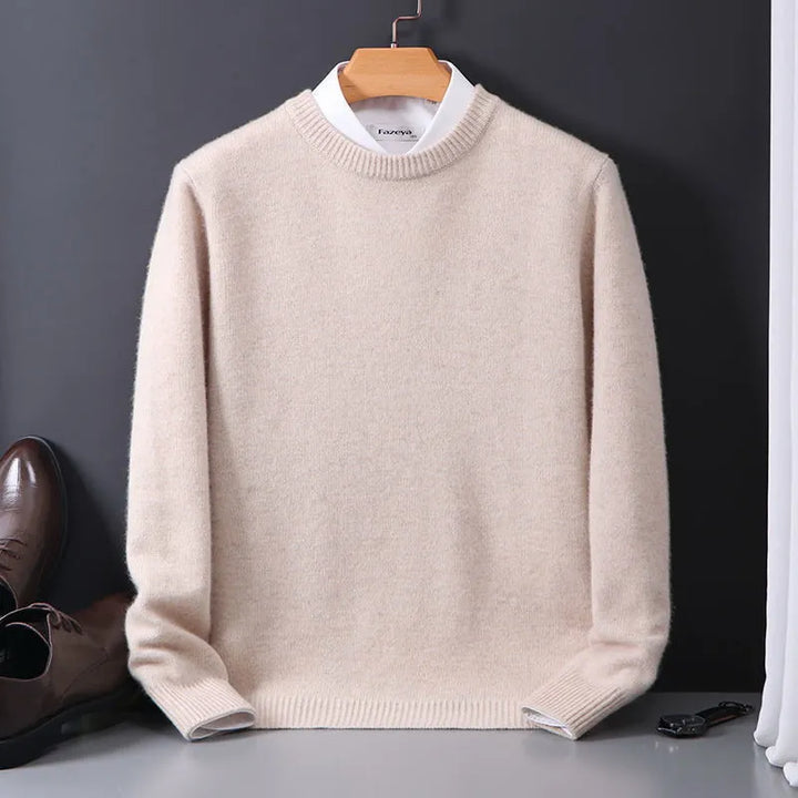 Stylowy sweter męski z kaszmiru - Theo-Beżowy-M-Trend Polska