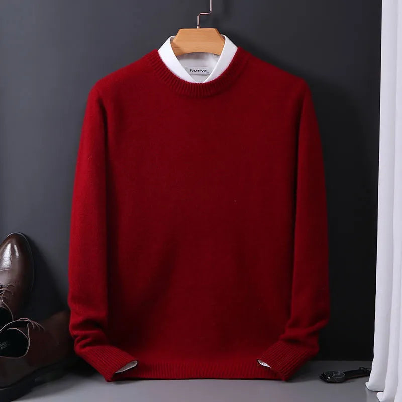 Stylowy sweter męski z kaszmiru - Theo-Czerwony-M-Trend Polska