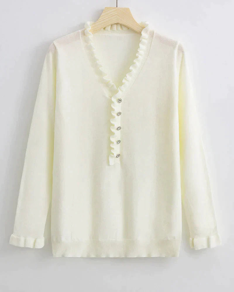 Stylowy sweter z falbankami - Elodie-Jasnoniebieski-S-Trend Polska