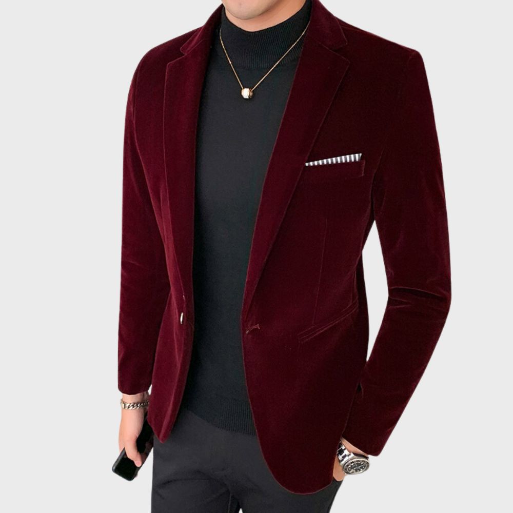 Stylowy żakiet dla mężczyzn - Hugo-Bordeaux czerwień-M-Trend Polska
