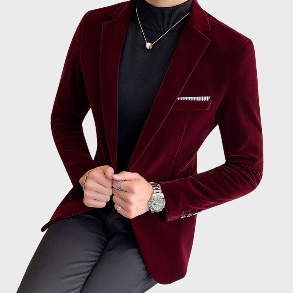 Stylowy żakiet dla mężczyzn - Hugo-Bordeaux czerwień-M-Trend Polska