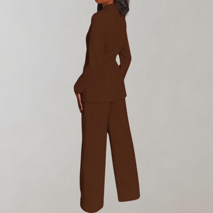 Stylowy zestaw marynarki i spodni - Elena-Żółty-S-Trend Polska