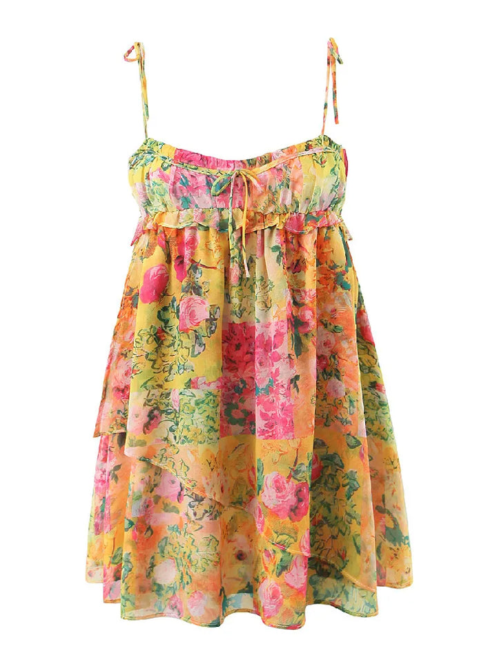 Sukienka boho mini bez pleców z kwiatowym nadrukiem – Juliette-S-Trend Polska