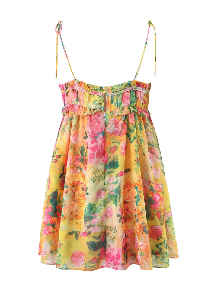 Sukienka boho mini bez pleców z kwiatowym nadrukiem – Juliette-S-Trend Polska