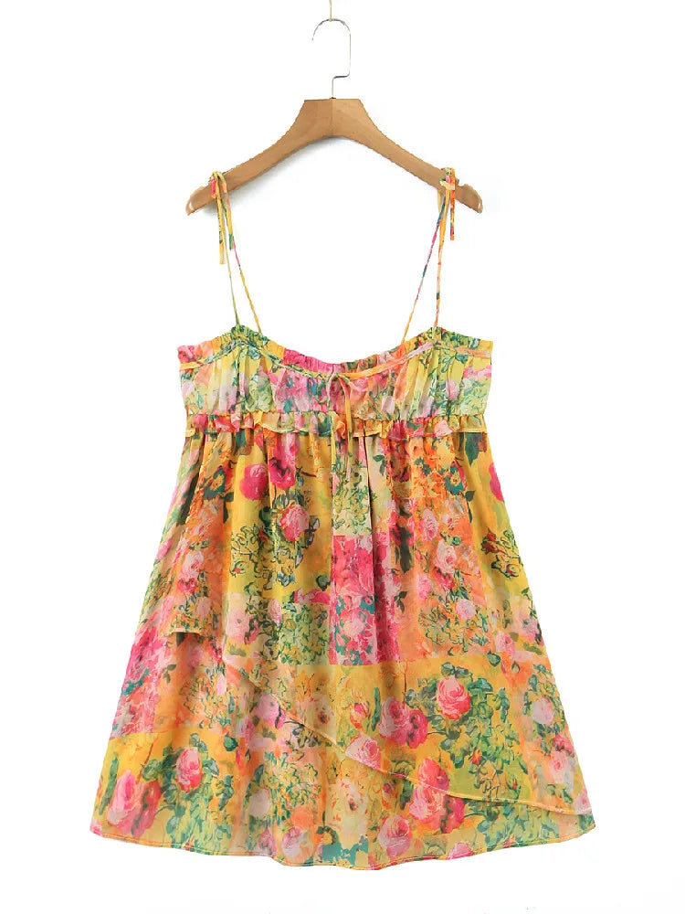 Sukienka boho mini bez pleców z kwiatowym nadrukiem – Juliette-S-Trend Polska