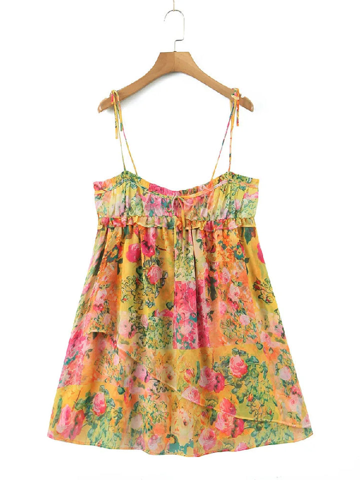 Sukienka boho mini bez pleców z kwiatowym nadrukiem – Juliette-S-Trend Polska