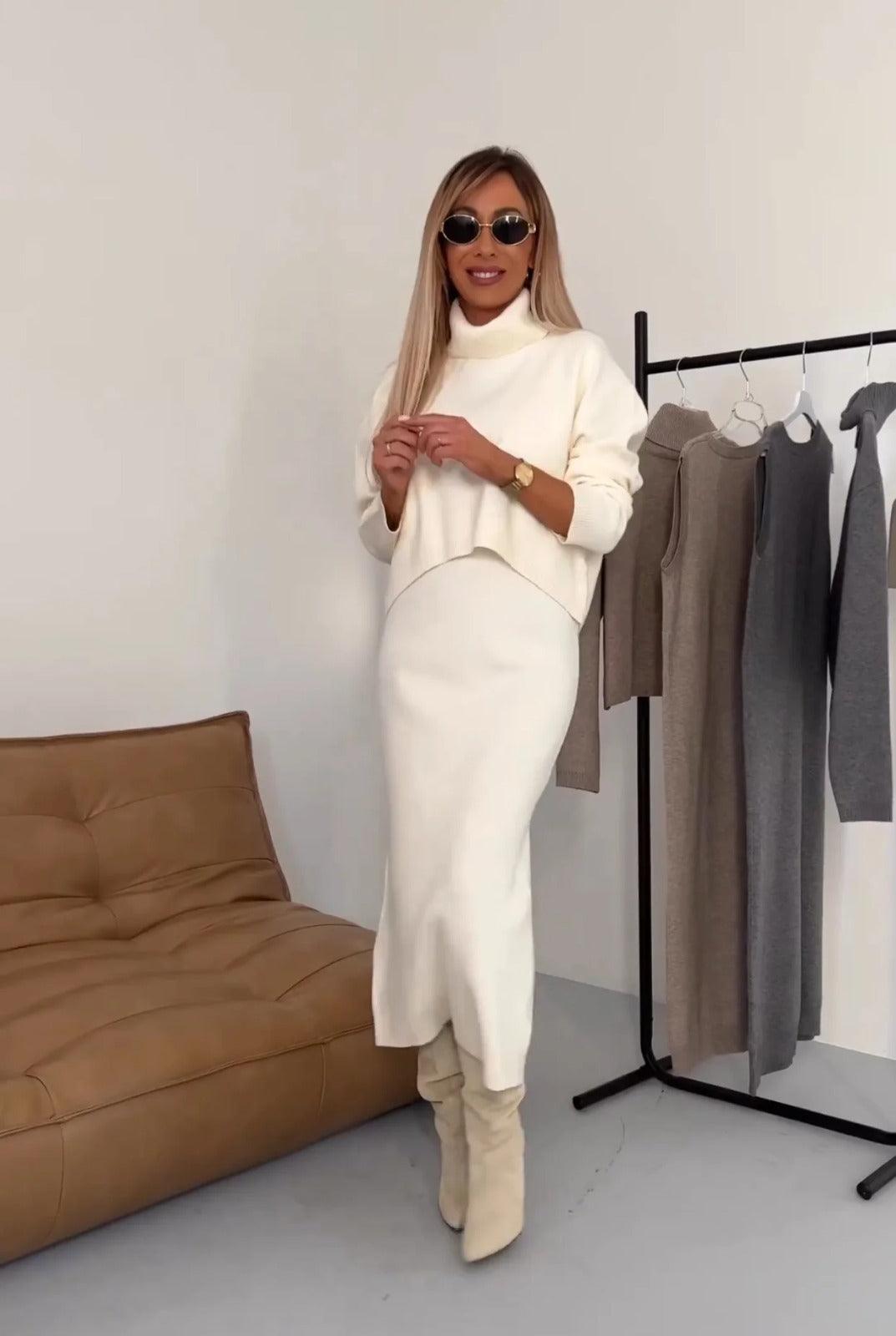 Sukienka i sweter – Noémie-Biały-XS-Trend Polska