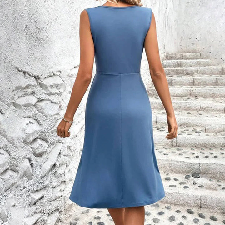 Sukienka letnia midi bez rękawów – Jolie-Niebieski-S-Trend Polska