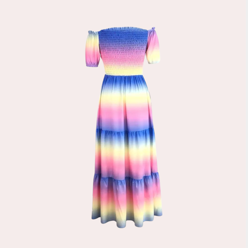 Sukienka letnia off-shoulder z warstwami – Noémie-S-Trend Polska