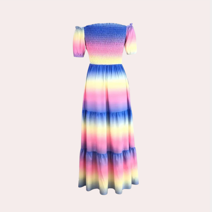 Sukienka letnia off-shoulder z warstwami – Noémie-S-Trend Polska