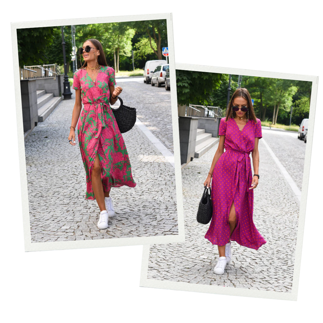 Sukienka letnia w kwiatowy wzór - Noëlle-Czerwony/Niebieski-S-Trend Polska