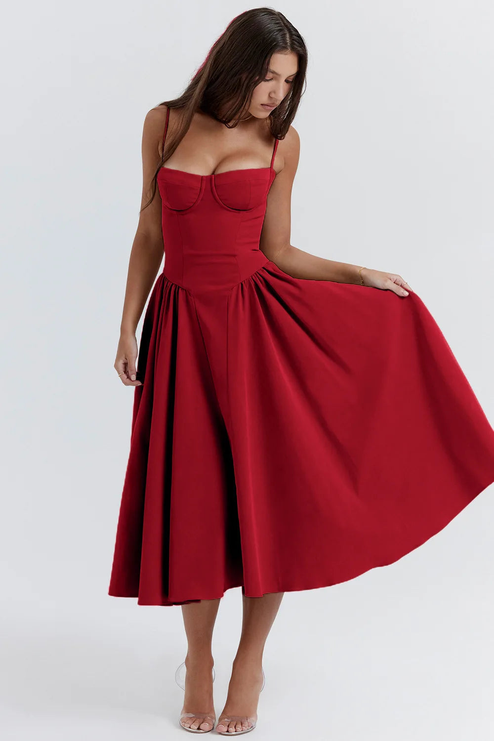 Sukienka letnia z dekoltem sweetheart – Elvira-Niebieski-S-Trend Polska