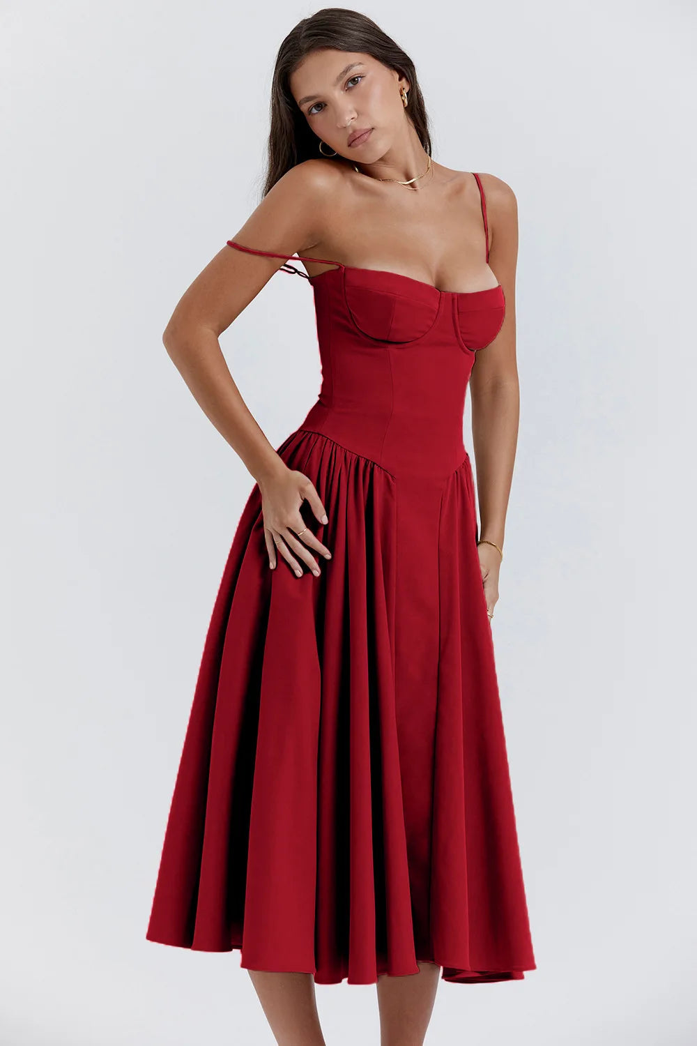 Sukienka letnia z dekoltem sweetheart – Elvira-Niebieski-S-Trend Polska
