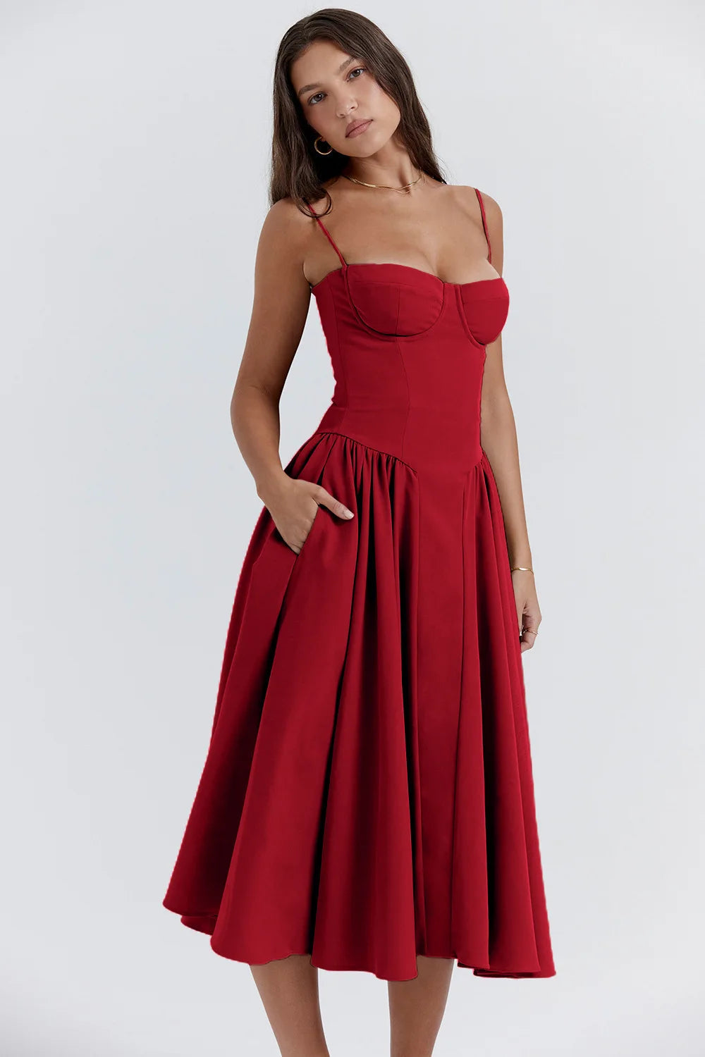 Sukienka letnia z dekoltem sweetheart – Elvira-Niebieski-S-Trend Polska