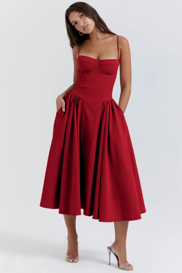 Sukienka letnia z dekoltem sweetheart – Elvira-Niebieski-S-Trend Polska