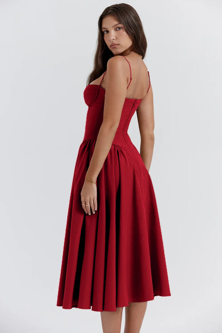 Sukienka letnia z dekoltem sweetheart – Elvira-Niebieski-S-Trend Polska
