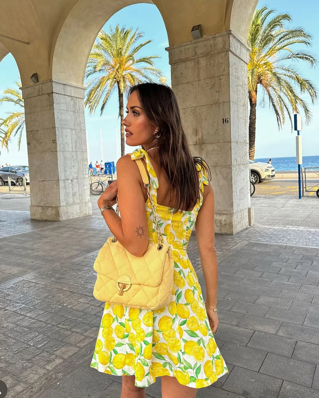 Sukienka letnia z nadrukiem cytryn – Lianne-XS-Trend Polska