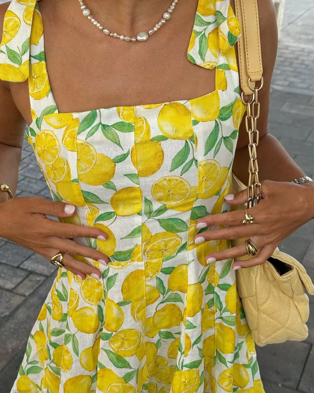 Sukienka letnia z nadrukiem cytryn – Lianne-XS-Trend Polska