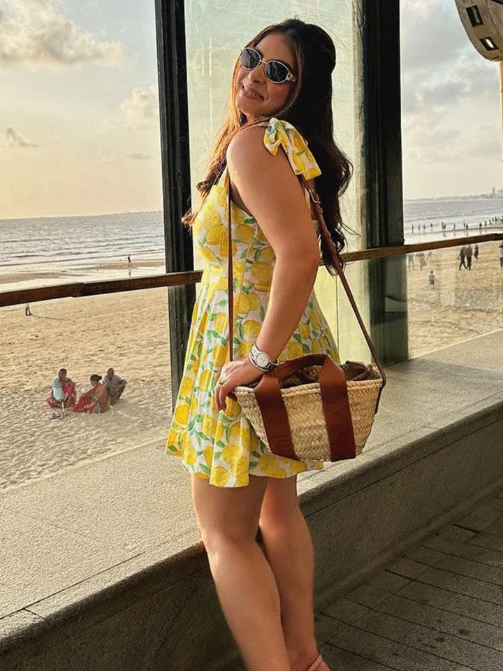 Sukienka letnia z nadrukiem cytryn – Lianne-XS-Trend Polska