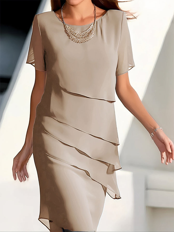 Sukienka letnia zChiffon – Mirella-Khaki-S-Trend Polska