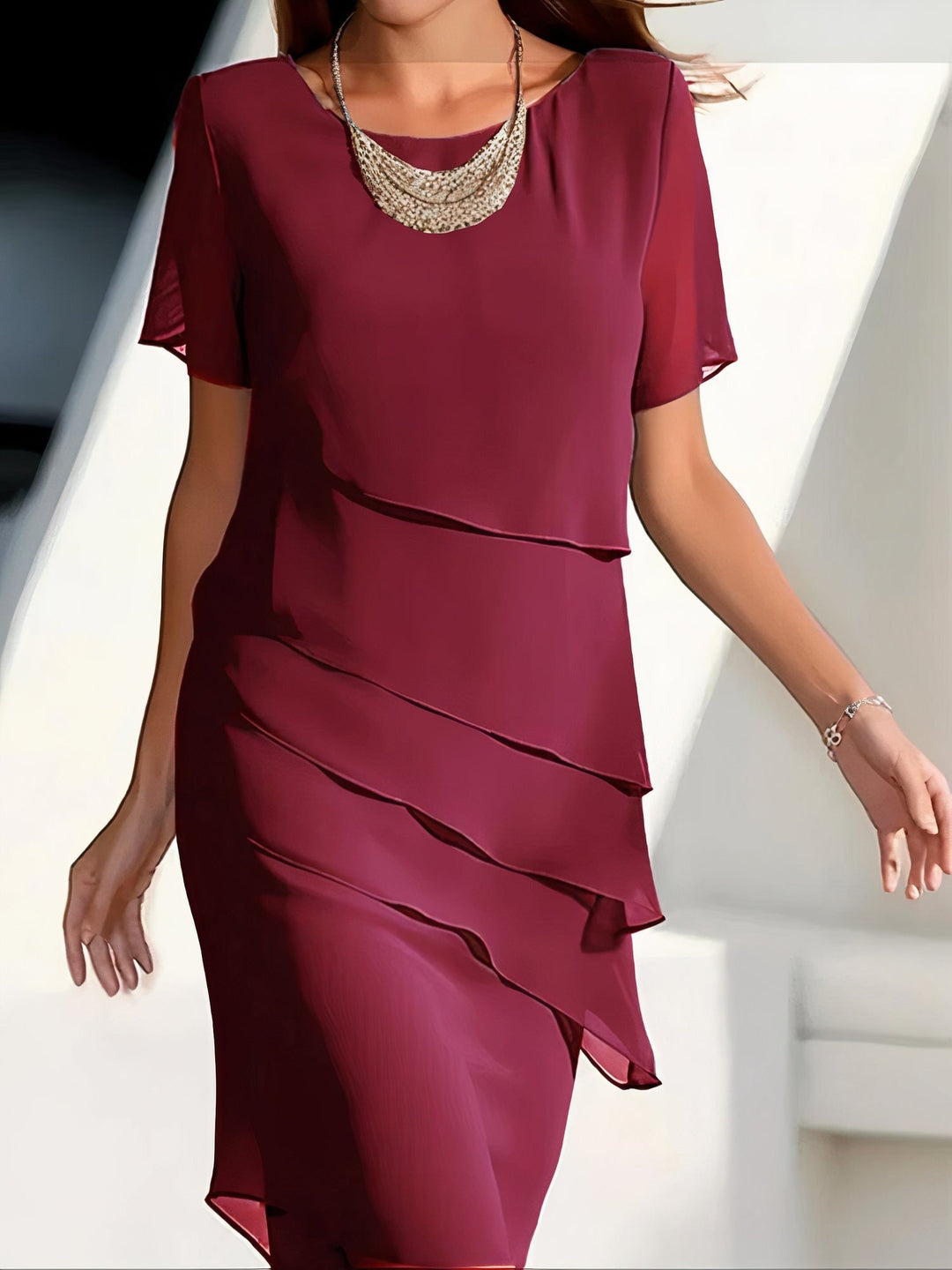 Sukienka letnia zChiffon – Mirella-Rot-S-Trend Polska