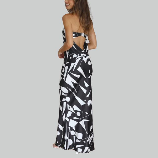 Sukienka maxi bez ramiączek o lekkim fasonie – Jade-Czarny-XS-Trend Polska