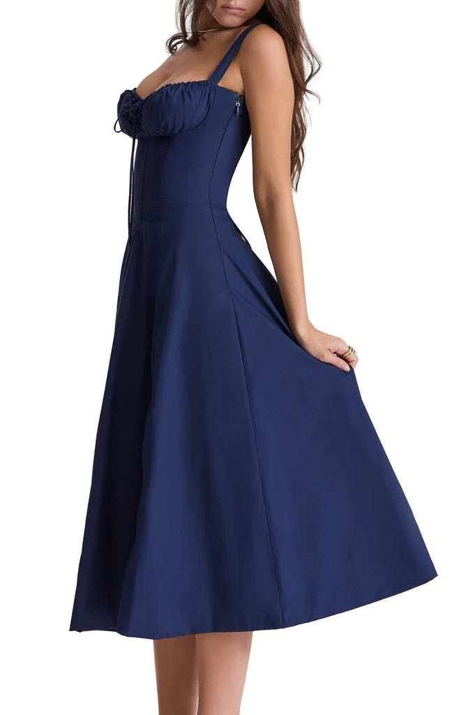 Sukienka maxi w kwiaty z formowaniem talii - Fleur-Kwiat róży-S-Trend Polska