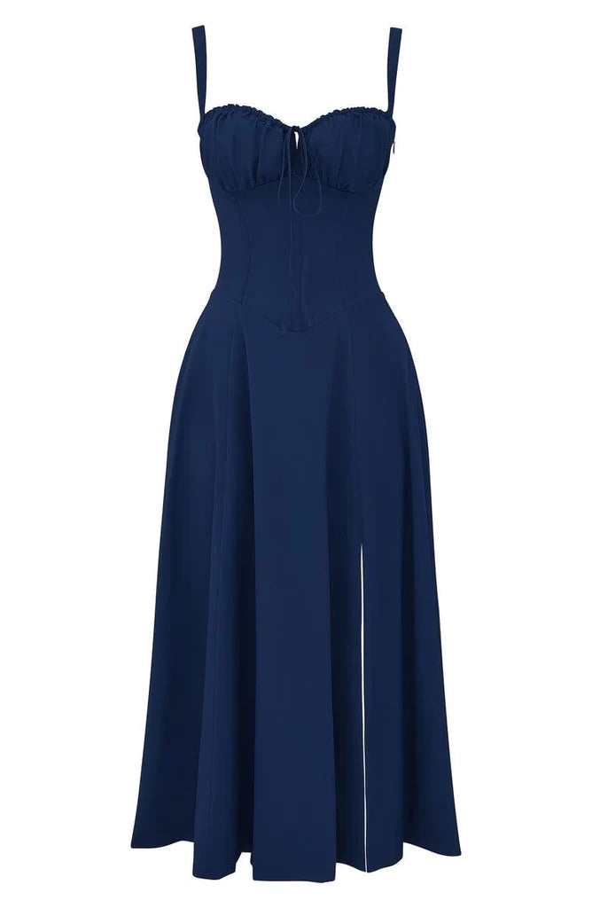 Sukienka maxi w kwiaty z formowaniem talii - Fleur-Kwiat róży-S-Trend Polska