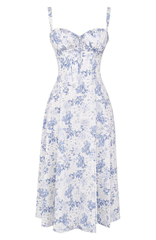 Sukienka maxi w kwiaty z formowaniem talii - Fleur-Kwiat róży-S-Trend Polska