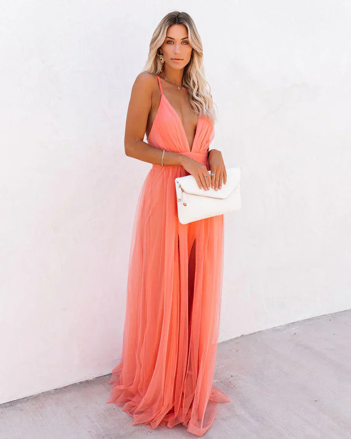 Sukienka maxi w płynnej tkaninie - Lily-S-Trend Polska