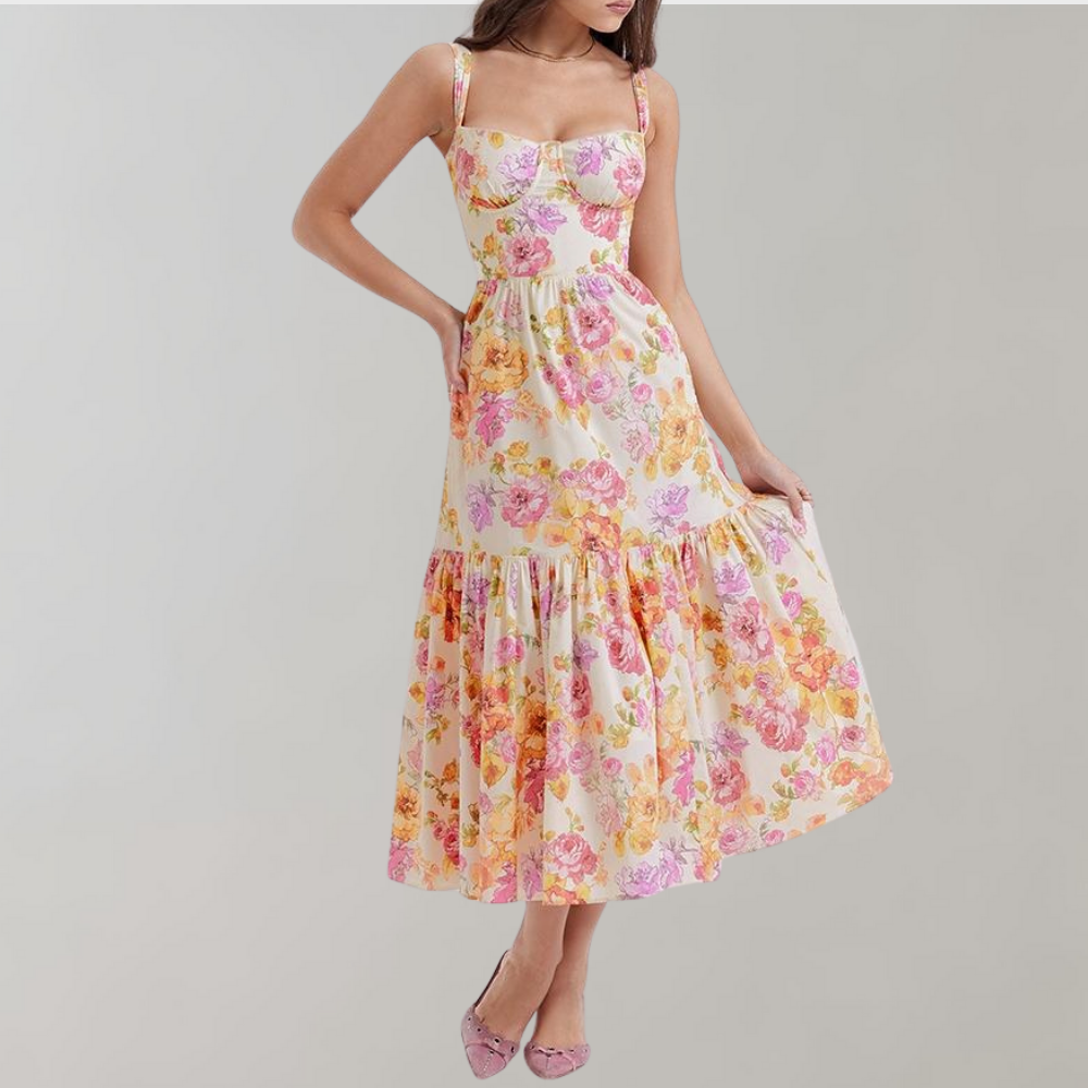Sukienka midi w kwiaty – Mireille-XS-Trend Polska