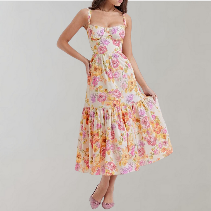 Sukienka midi w kwiaty – Mireille-XS-Trend Polska