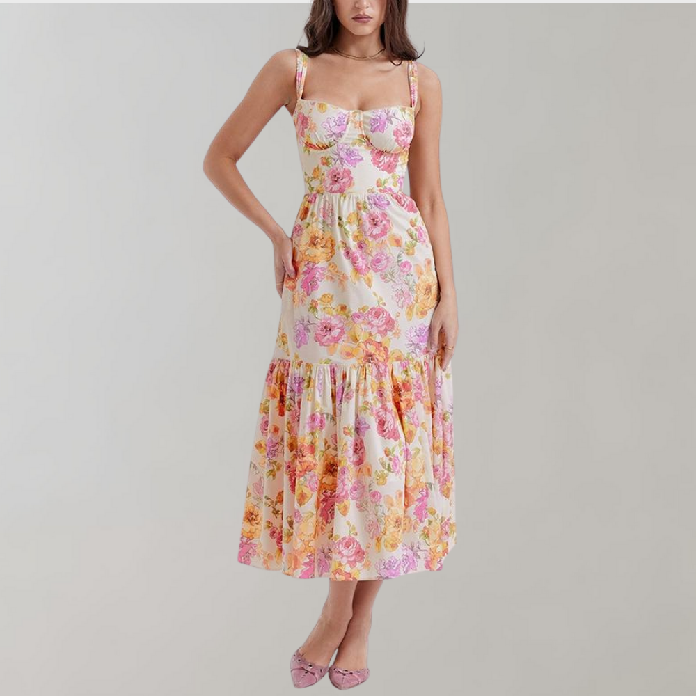 Sukienka midi w kwiaty – Mireille-XS-Trend Polska