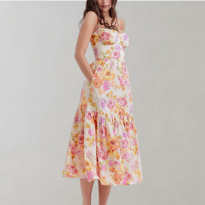 Sukienka midi w kwiaty – Mireille-XS-Trend Polska