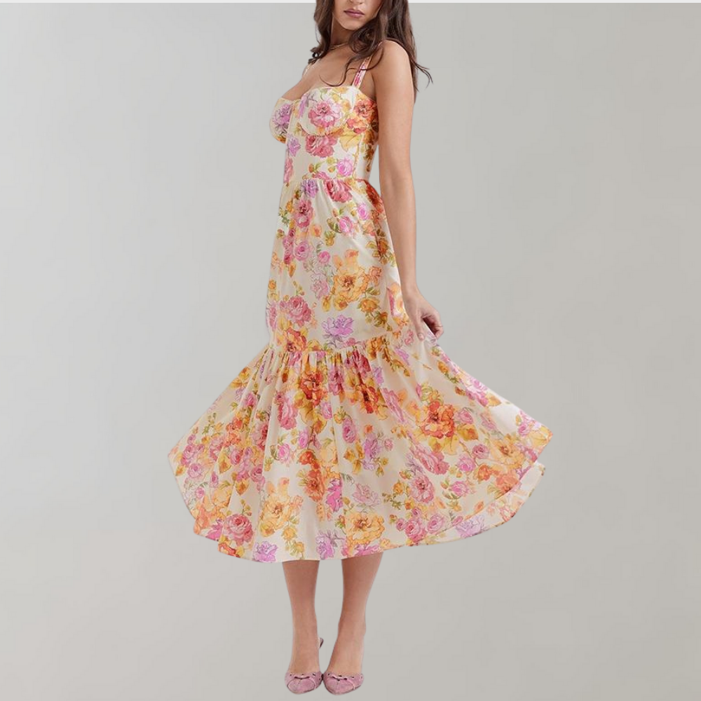 Sukienka midi w kwiaty – Mireille-XS-Trend Polska