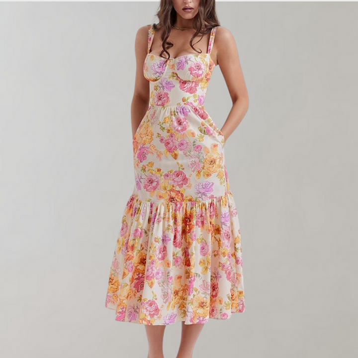 Sukienka midi w kwiaty – Mireille-XS-Trend Polska