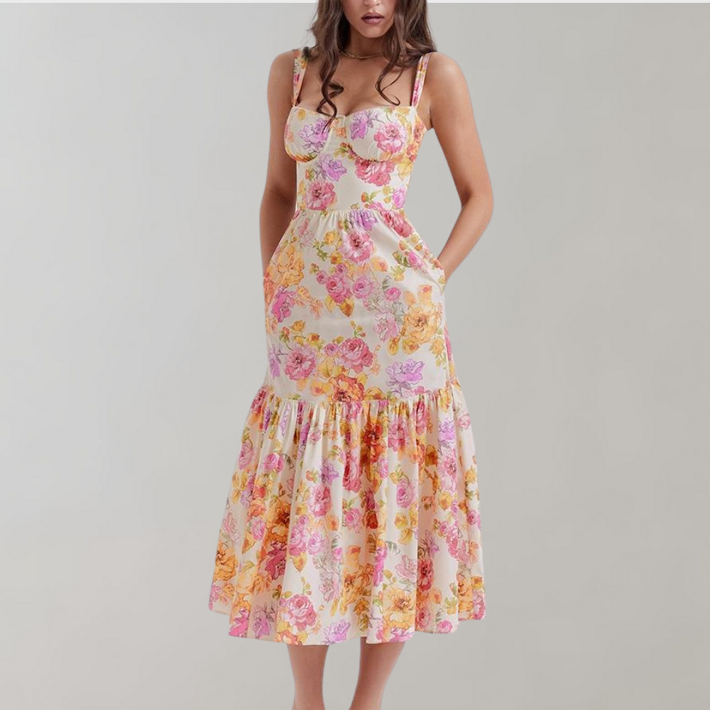 Sukienka midi w kwiaty – Mireille-XS-Trend Polska
