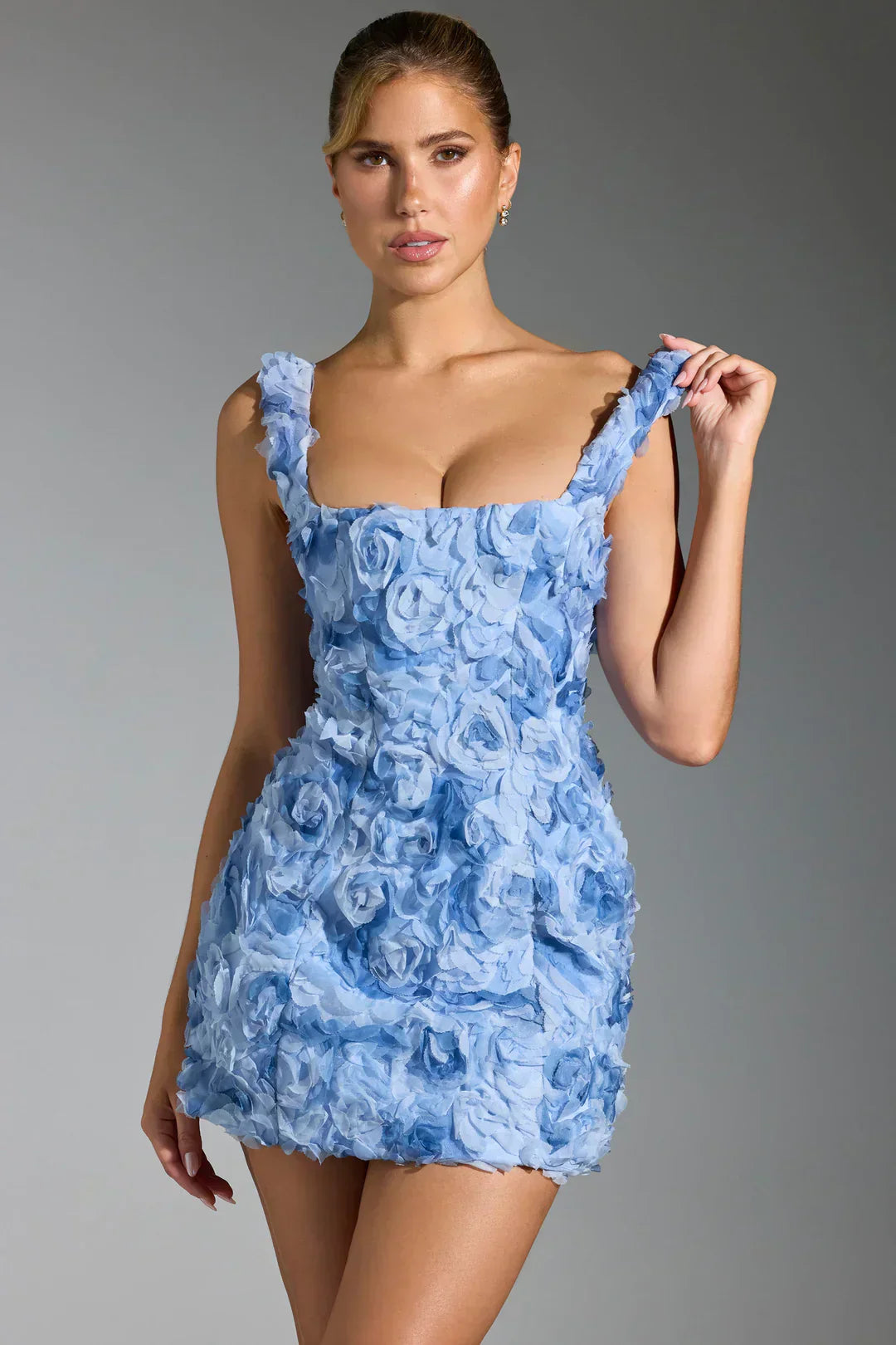 Sukienka mini z koronką w kwiaty - Fleur-Biały-XS-Trend Polska