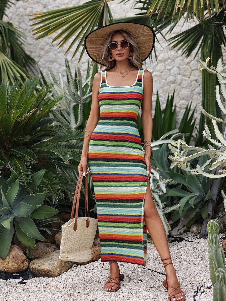 Sukienka plażowa w stylu Ibiza z boho klimatem – Solea-Beżowy-XS-Trend Polska