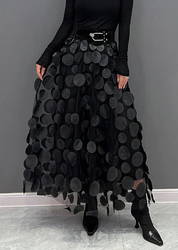 Sukienka w grochy z płynącym krojem – Fleur-Czarny-S-Trend Polska