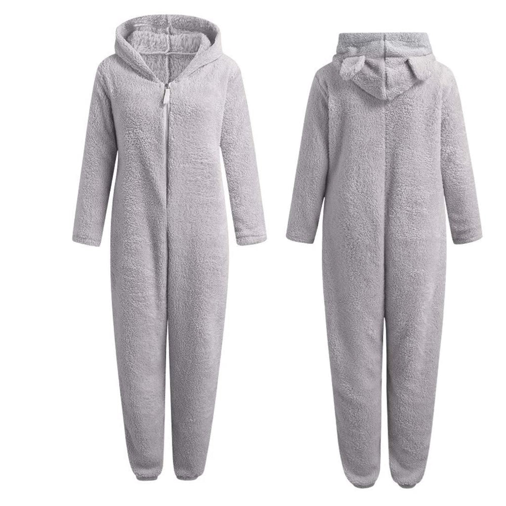 Supermiękka kombinezon polarowy z uszami misia - BearHug-Różowy-S-Trend Polska