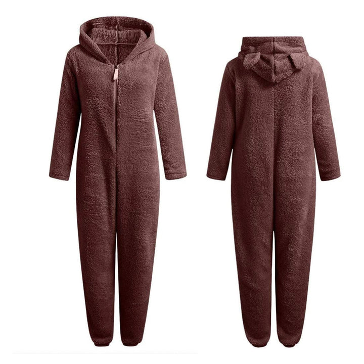 Supermiękka kombinezon polarowy z uszami misia - BearHug-Różowy-S-Trend Polska